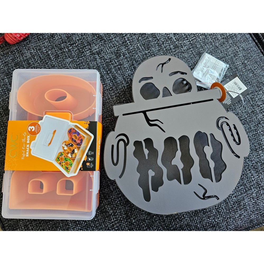 Halloween Bundle Hyde & Eek LED Skull‎ Cauldron Sign & Cook With Color Snack Box